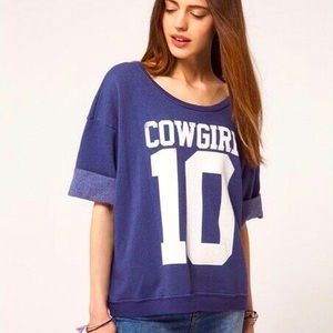 Wildfox Cowgirl Short Sleeve Roomy Pullover in Navy Size Large
